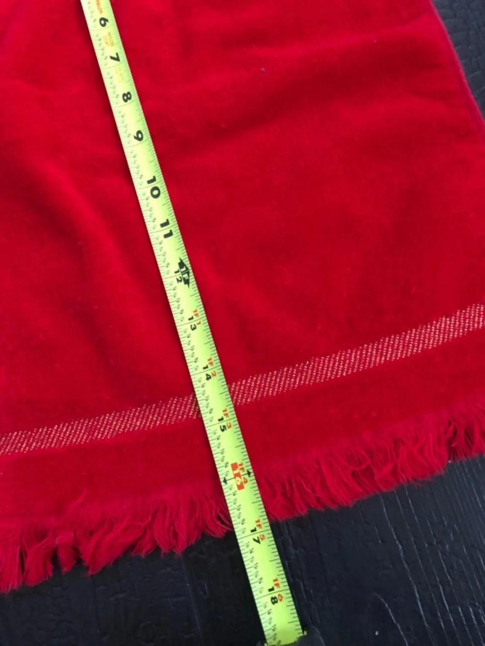 Vintage Callaway Luxury Hand Towel‎ Set Of 2 Fringe  Red Gold Stitching VTG